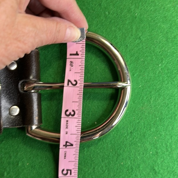 GILLES HERVE BLACK  SILVER BUCKLE  WIDE LEATHER BELT MADE IN  FRANCE SZ 80- 32 - Picture 11 of 15